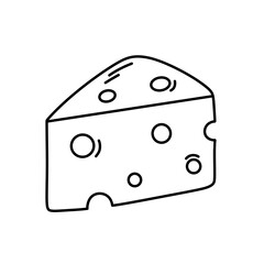 Cartoon Cheese line Icon.