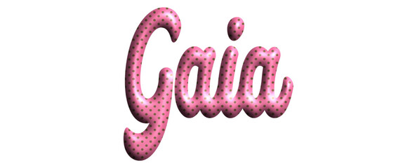 Gaia - pink color with dots, fabric style -name - three-dimensional effect tubular writing - Vector graphics - Word for greetings, banners, card, prints, cricut, silhouette, sublimation - obrazy, fototapety, plakaty