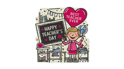 Happy Teachers day greeting card. Happy Teachers Day elegant calligraphy.