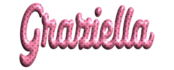 graziella - pink color with dots, fabric style -name - three-dimensional effect tubular writing - Vector graphics - Word for greetings, banners, card, prints, cricut, silhouette, sublimation - obrazy, fototapety, plakaty