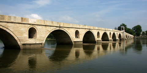 Meric Bridge, located in Edirne, Turkey, was built in 1847. - obrazy, fototapety, plakaty