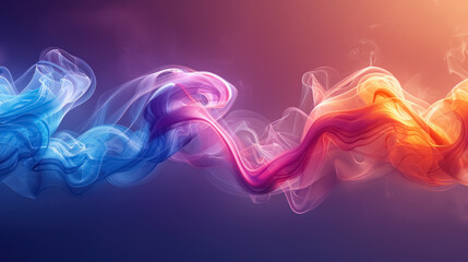 vibrant multicolored smoke waves in motion on a dark background