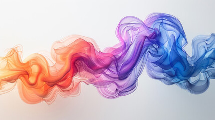 colorful smoke waves in motion, abstract flowing swirls of vibrant hues on a white background