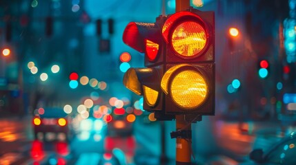 Adaptive Traffic Signal Control: AI optimizes traffic light sequences to reduce congestion. - obrazy, fototapety, plakaty