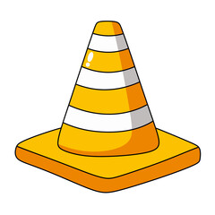 Cartoon Traffic Road Cone Icon.