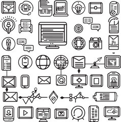 Set of digital marketing thin line icons 