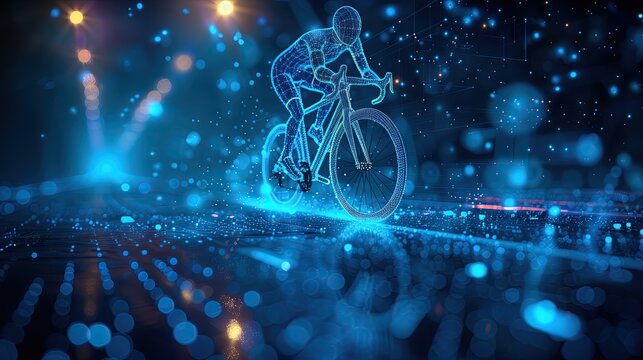 Abstract digital image of a cyclist. with a moving bicycle