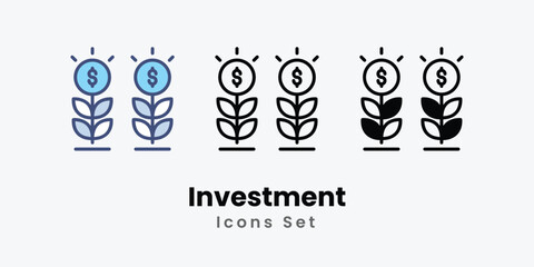Investment icon thin line and glyph vector icon stock illustration