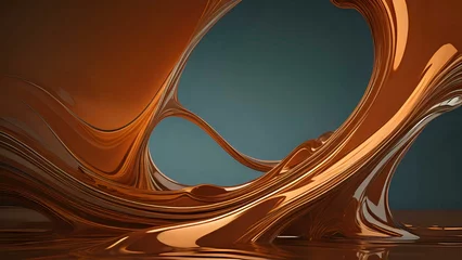Tuinposter Splashing brown liquid texture background illustration. AI generated. © Jason Yoder