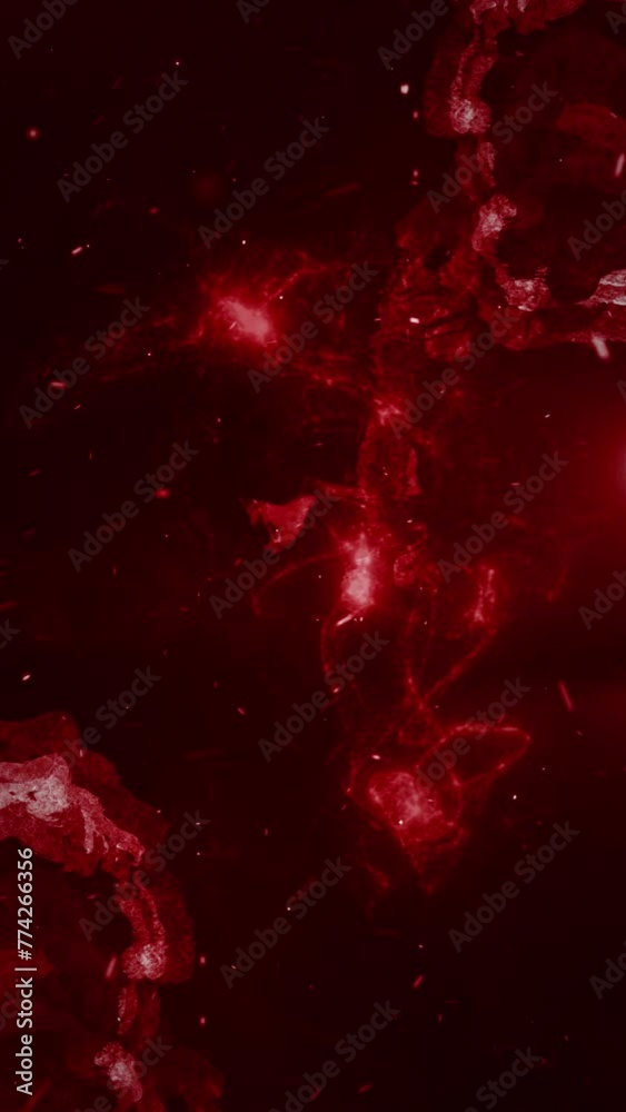 Wall mural vertical red chaos eternity background 4k loop features a red atmosphere with changing shapes and hu