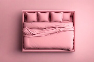 pink minimal bed top view.
