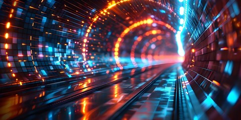 Blurred digital data flow representing fast speed transfer in future digital transformation and agile business methodology. Concept Technology, Digital Transformation, Data Flow, Agile Business