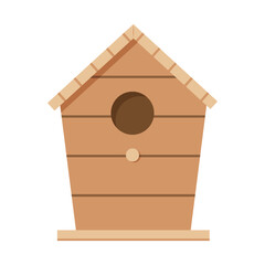 wooden birdhouse icon; perfect for environmental campaigns, wildlife materials, or gardening websites, promoting bird habitat preservation and birdwatching activities- vector illustration - 774267507