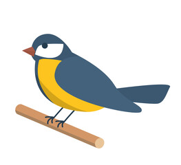tit bird sitting on a branch- vector illustration