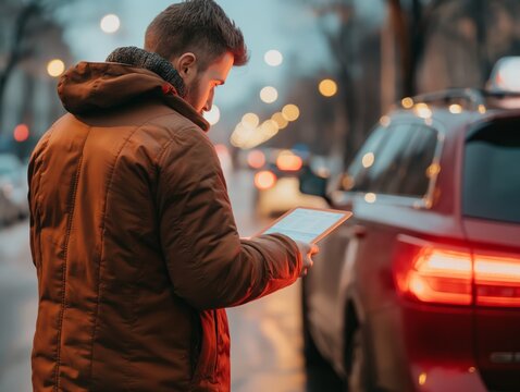 A rider checking the license plate and vehicle details before getting into a ride-sharing car