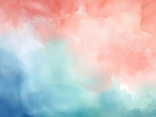 Coral Indigo Mint abstract watercolor paint background barely noticeable with liquid fluid texture for background, banner with copy space and blank text area 