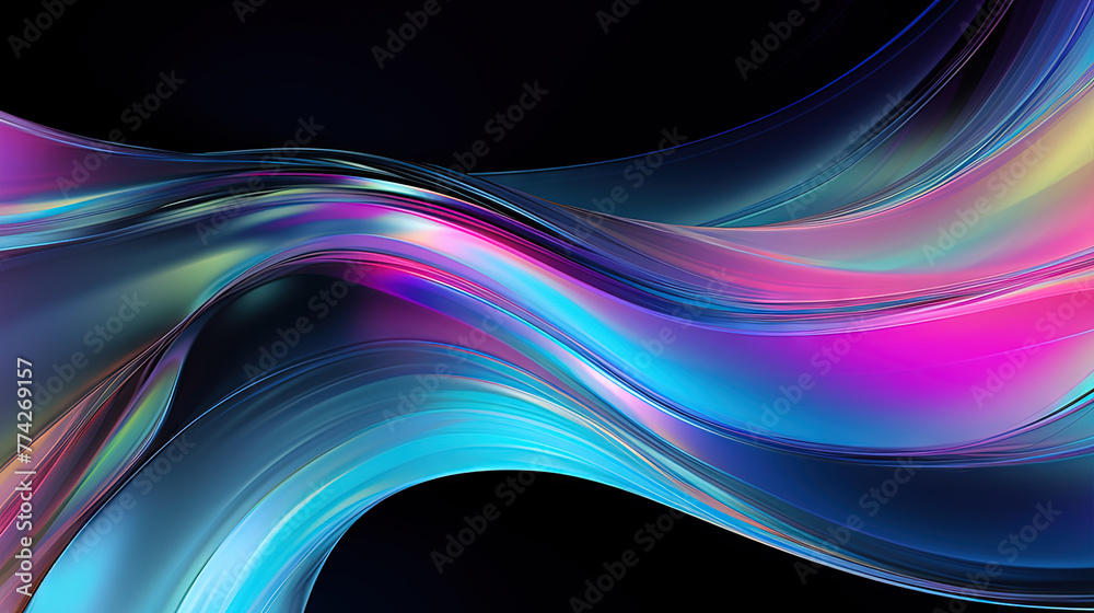 Poster vibrant abstract waveform with fluid motion and colorful gradients.