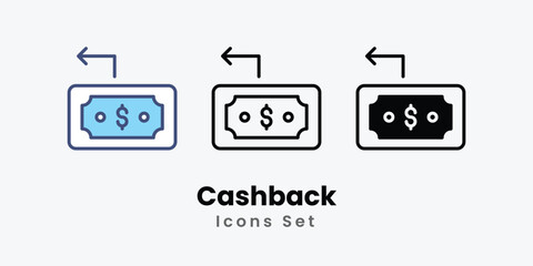 Cashback icon thin line and glyph vector icon stock illustration