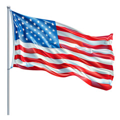 American flag isolated on transparent background, cut out, png