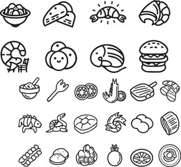Fototapeta na wymiar Fast Food Thin Line Icon Set on white background