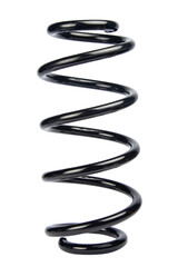 Car spare part. Large metal spring on white background. cushioning spring over white background,...