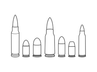 illustrations various types of bullets. Clean minimalist line. Vector design element. - obrazy, fototapety, plakaty