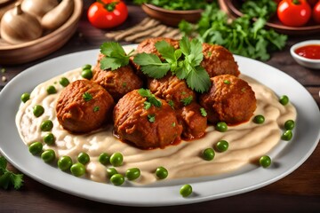 Fototapeta premium Turkish Food Hasanpasa Kofte - Kofta with Puree 