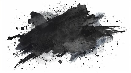 Watercolor paint with a black stain. Vector featuring creative blots, splashes, and washes. paper-textured background with aquarelles. Brushstrokes and an abstract shape - obrazy, fototapety, plakaty