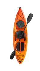 yellow kayak top view on transparent