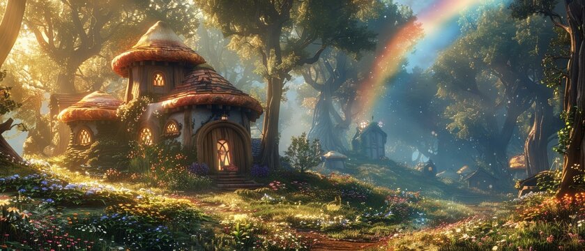 Gnomes' valley, where rainbows and wonder intertwine