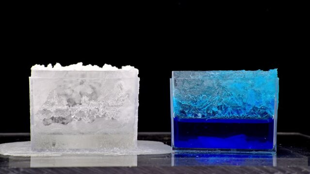 crystal growth as the salt solution dries, time lapse