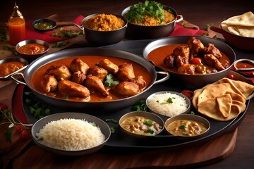 cultural food, rice, desi chicken roast plater with mashed potatoes, shashlik soup and naan roti