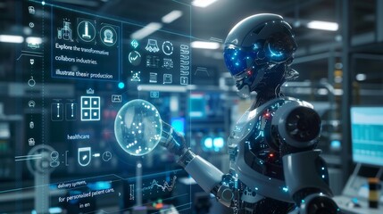 Explore the transformative impact of collaborative AI agents across various industries. Illustrate their roles in manufacturing for optimized production lines.