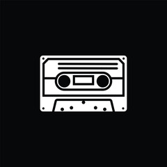Original vector illustration. The contour icon of a retro audio cassette.