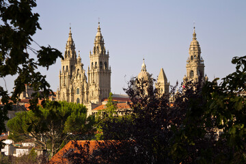 Panoramic view of Santiago's Cathedral, Galicia, Spain