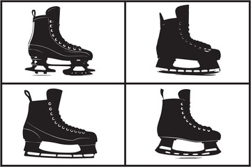 Vector riding ice skates silhouette isolated on white background