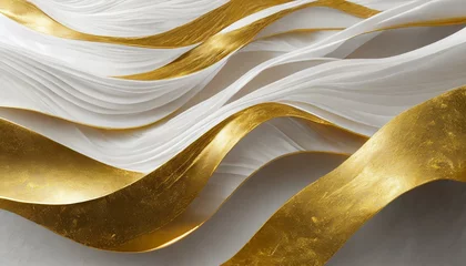 Fototapeten Luxe White and Gold Waves Illustration © Shah