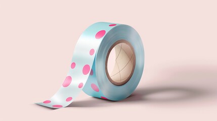 Washi paper tape roll on white background. Sticky adhesive tape prototype. Vector illustrator