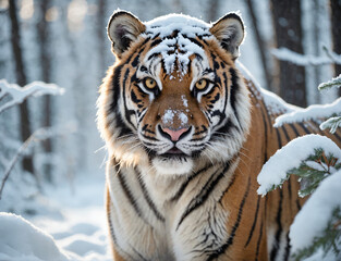 Tiger in a snow covered forest - 774280102