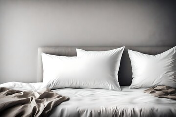 Fototapeta na wymiar Pillow on bed with blank copy space