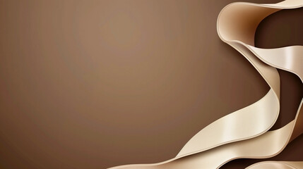 Brown satin or silk wavy abstract background with blank space for text.