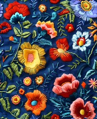 3d embroidered seamless pattern, spring flowers