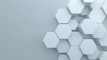 A minimalist digital hexagon background with clean, white hexagons forming a subtle, elegant pattern against a light gray backdrop.