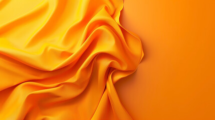 Orange satin or silk wavy abstract background with blank space for text. - obrazy, fototapety, plakaty