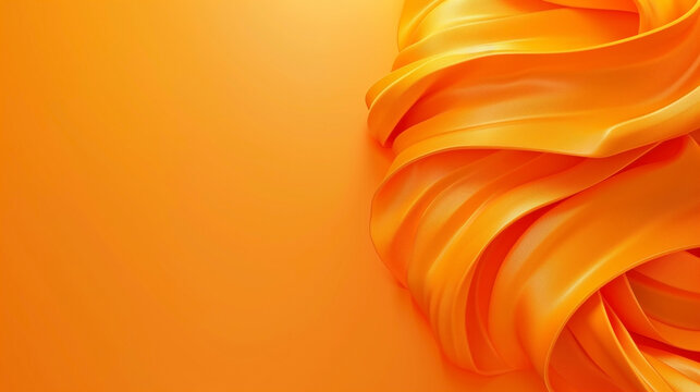 Orange satin or silk wavy abstract background with blank space for text.