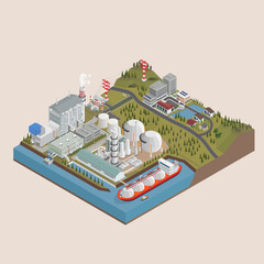 Gas combine cycle power plant, the natural gas energy, natural gas seperaion plant with isometric graphic