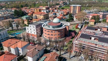 Aerial view of the municipality of Limbiate, homes and streets downtown. Rooftops. Monza and Brianza. 02-04-2024. Italy - 774283178