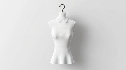 Sewing mannequin in white for tailoring. An isolated white background with a clothes hanger. women who make dresses. dummy man or woman. mockup banner or template. design of graphics. - obrazy, fototapety, plakaty