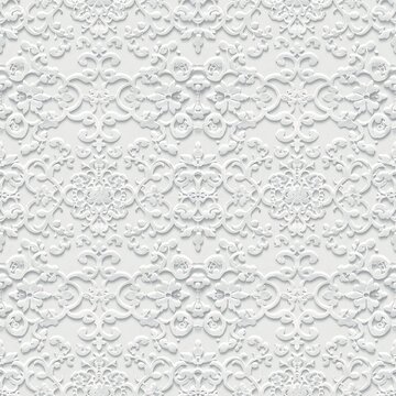 3D white lace pattern, fabric pattern, seamless, textile, background, fashionable luxury abstract graphic designer modern creativity natural spring design collection wallpapers national charming party