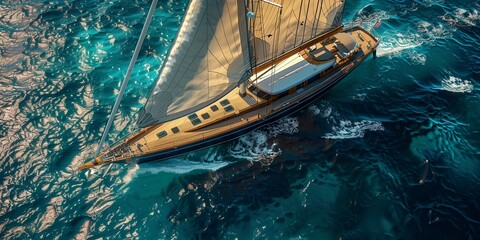 Fototapeta premium A large sailboat is sailing in the ocean